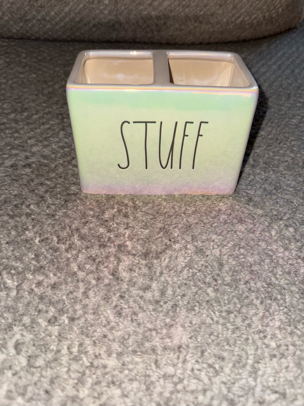 Rae Dunn Ceramic 'STUFF' Double Organizer - Iridescent BRAND NEW